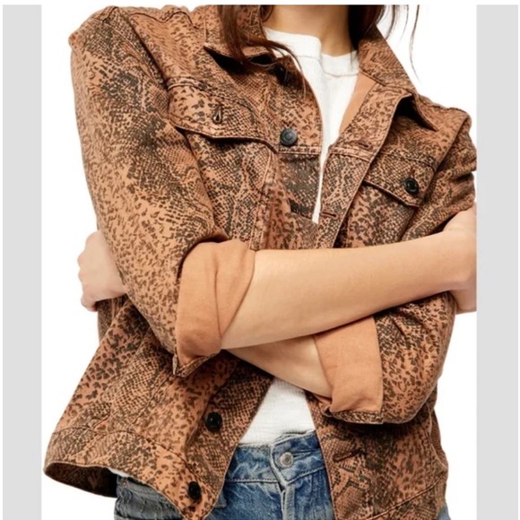 Free People Snake Print Trucker Jacket - Picture 4 of 13
